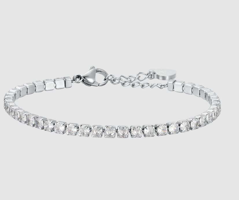 Bracciale Luca Barra Donna Acciaio Silver Zirconi Bianchi _BK2361
