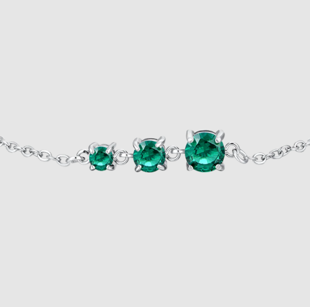 Bracciale Luca Barra Donna Acciaio Tre Zirconi Verdi_BK2819