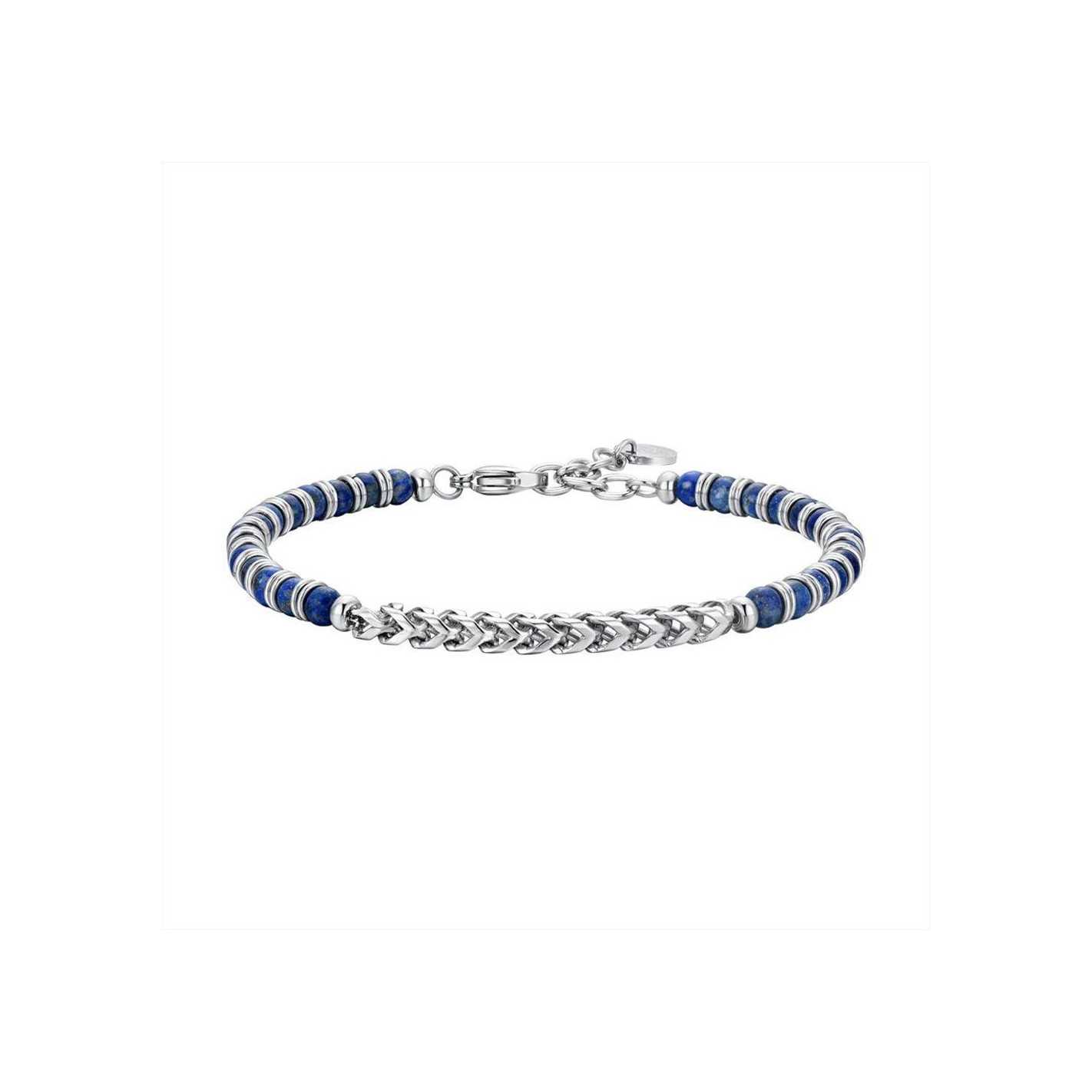 Bracciale Luca Barra Uomo Acciaio Argentato con Pietre Lapis _BA1754