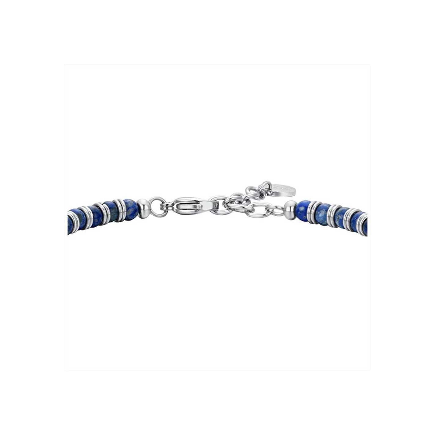 Bracciale Luca Barra Uomo Acciaio Argentato con Pietre Lapis _BA1754