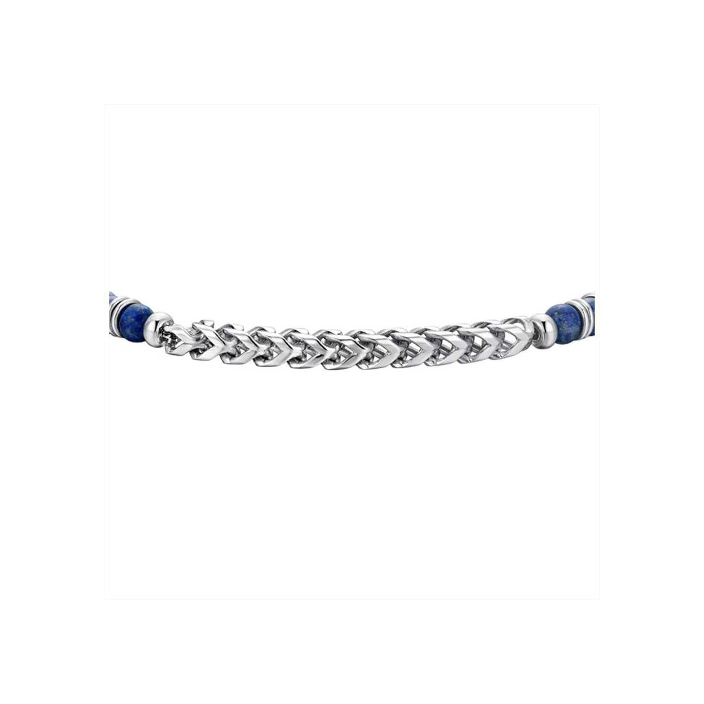 Bracciale Luca Barra Uomo Acciaio Argentato con Pietre Lapis _BA1754