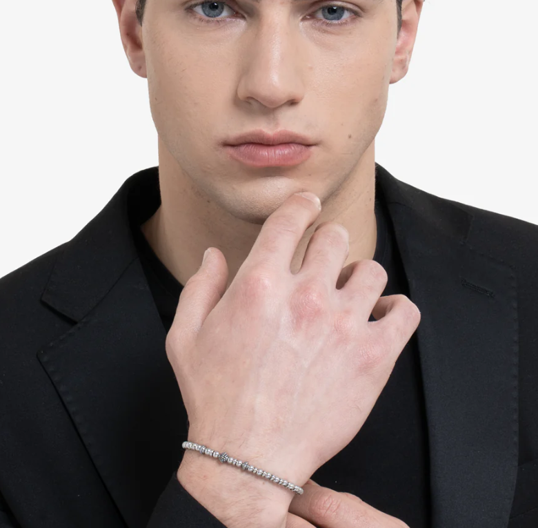 Luca Barra Herren-Armband aus Stahl Boule Elements Vintage-Effekt _BA1860