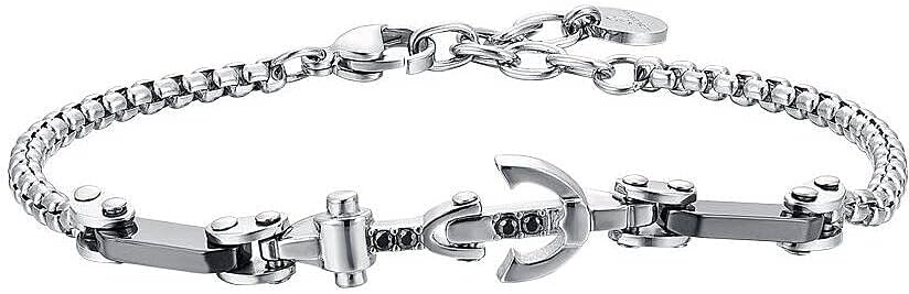 Bracciale Luca Barra Uomo Acciaio Centrale Ancora Ceramica Nera _BA1791