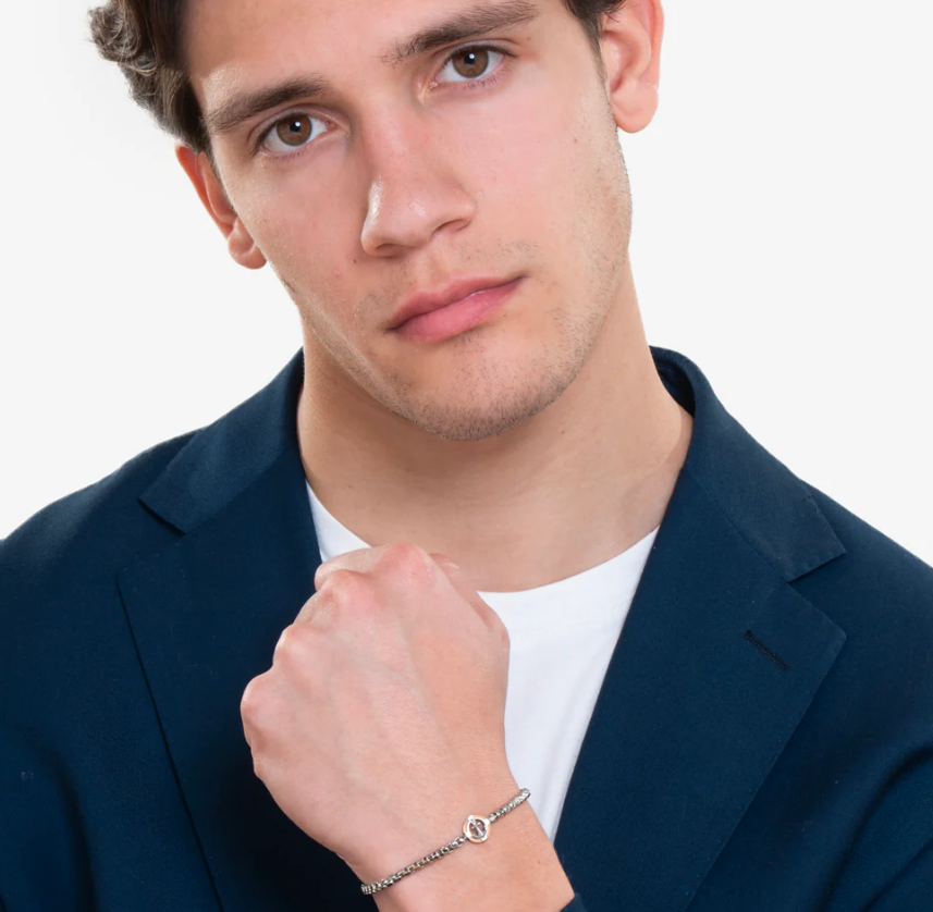 Bracciale Luca Barra Uomo Acciaio Centrale Ancora Rosa Gold _BA1830