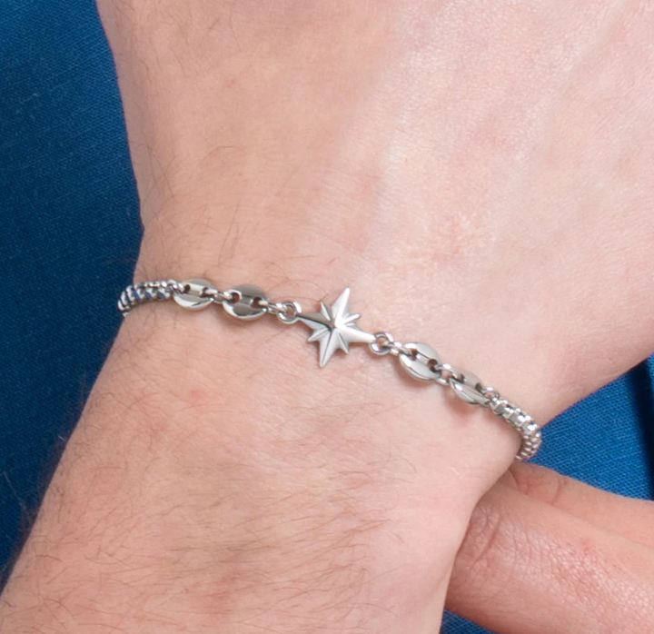 Bracciale Luca Barra Uomo Acciaio Centrale Rosa dei Venti _BA1872