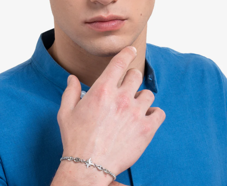 Bracciale Luca Barra Uomo Acciaio Centrale Rosa dei Venti _BA1872
