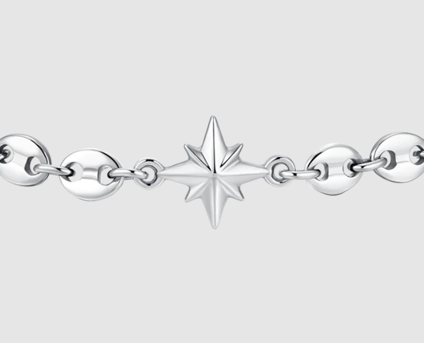 Bracciale Luca Barra Uomo Acciaio Centrale Rosa dei Venti _BA1872