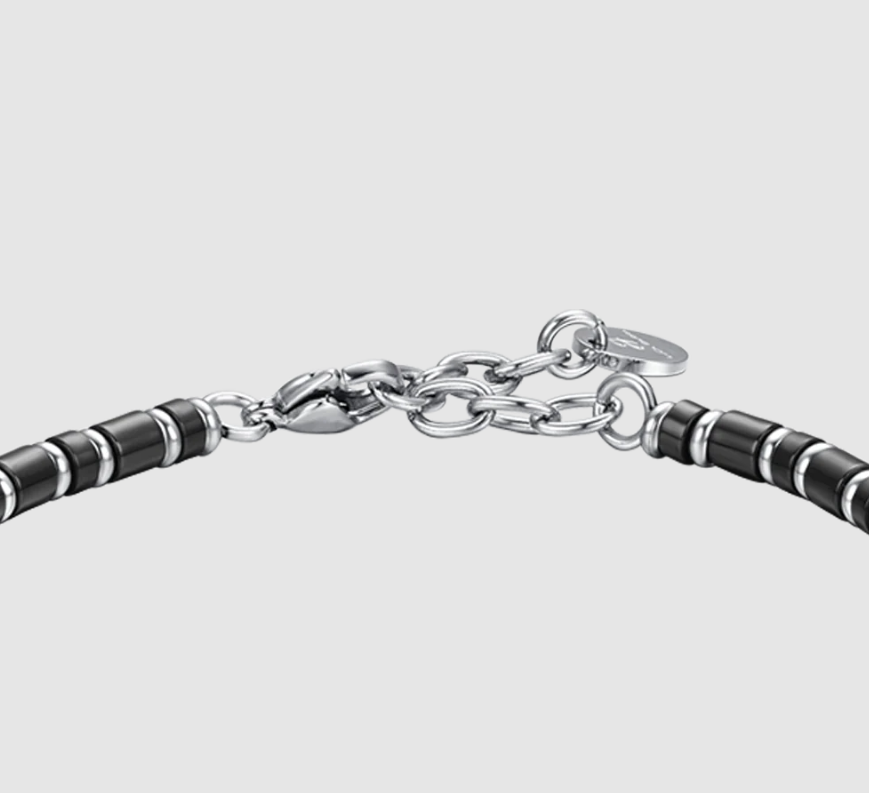 Bracciale Luca Barra Uomo Acciaio IP Nero Tutto Inizia Con Un Sogno _BA1656
