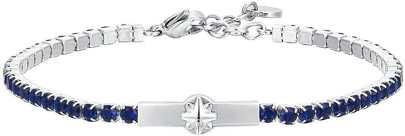 Bracciale Luca Barra Uomo Acciaio Modello Tennis Zirconi Blu Rosa Venti _BA1813
