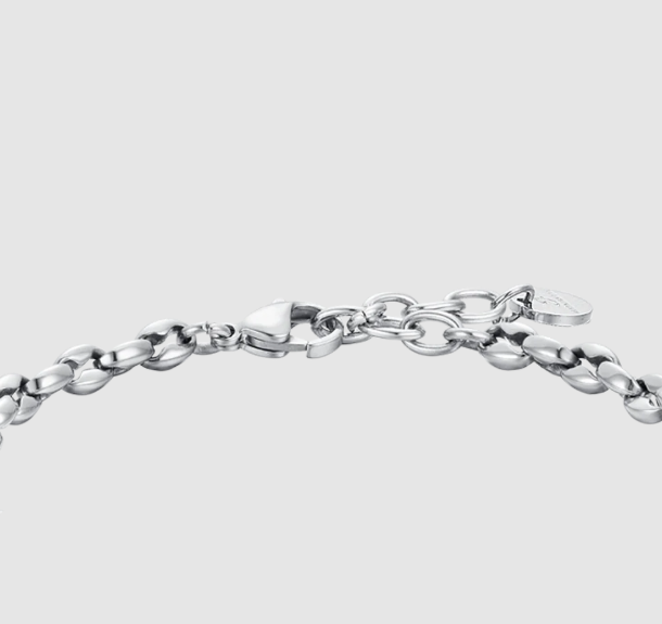 Bracciale Luca Barra Uomo Acciaio Silver Ancora IP Rosa _BA1721