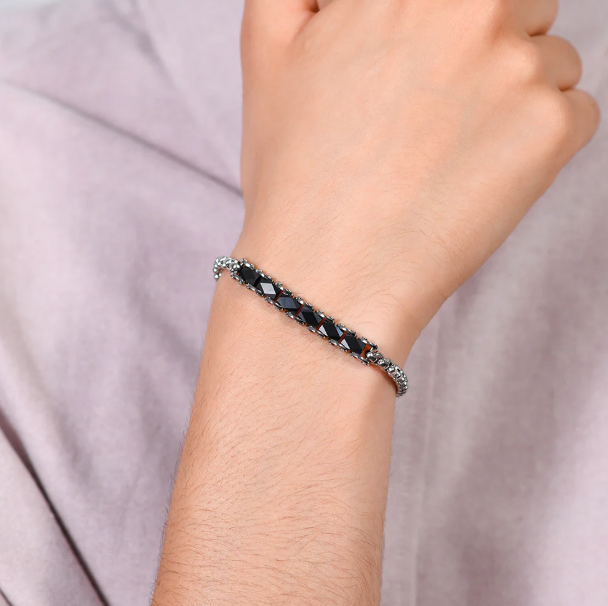 Bracciale Luca Barra Uomo Acciaio e Inserti in Ceramica Nera _BA1780