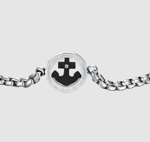 Bracciale Luca barra Acciaio Uomo Centrale Ancora Ip Nero _ BA1713