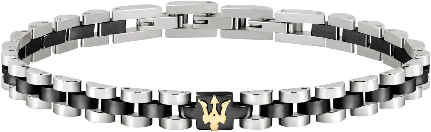 Bracciale Maserati Uomo Acciaio Ceramica Nera Logo _JM320AST08