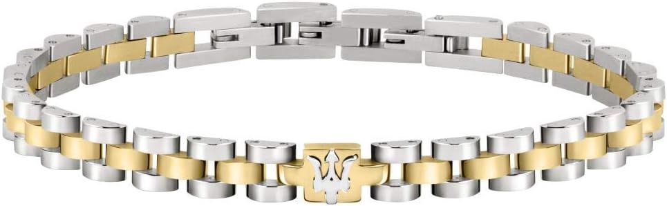 Bracciale Maserati Uomo Acciaio Logo Maglia Oro _JM320AST08