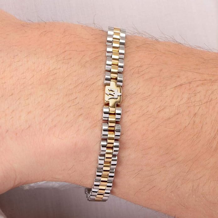 Bracciale Maserati Uomo Acciaio Logo Maglia Oro _JM320AST08