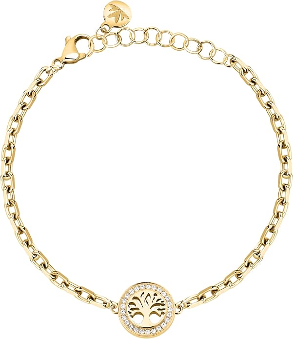 Morellato Damenarmband aus goldfarbenem Stahl mit Lebensbaum und Kristallen _SAQE45