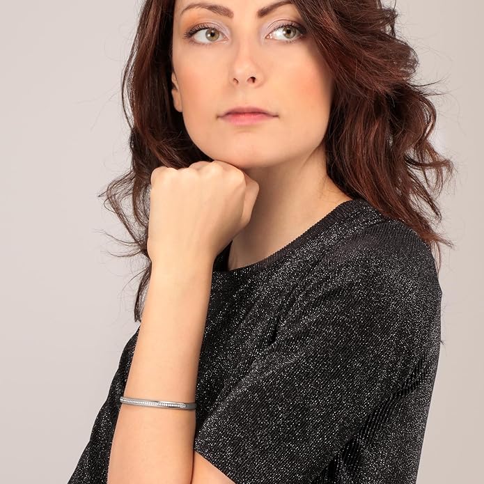 Morellato Damen-Armband aus starrem Stahl mit weißen Kristallen _SAKM72