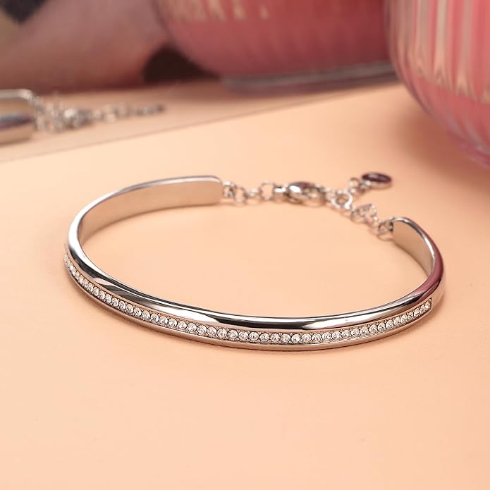 Morellato Damen-Armband aus starrem Stahl mit weißen Kristallen _SAKM72