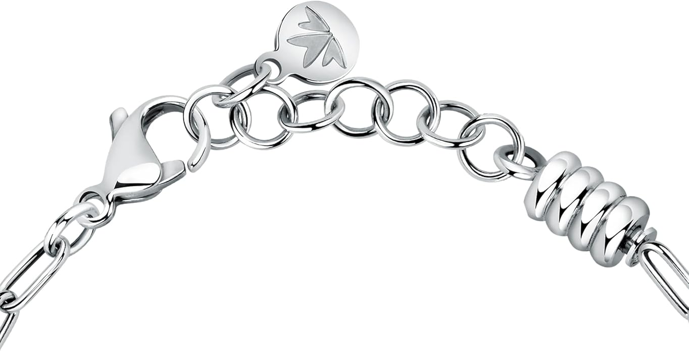 Morellato Damen-Armband, Stahl, Silber, Herzkette, Kristalltropfen _SCZ1344
