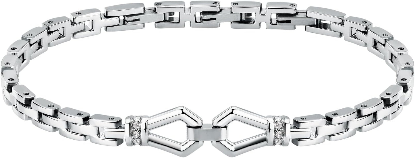 Bracciale Morellato Uomo Acciaio Collezione Motown Cristalli Bianchi _SALS89