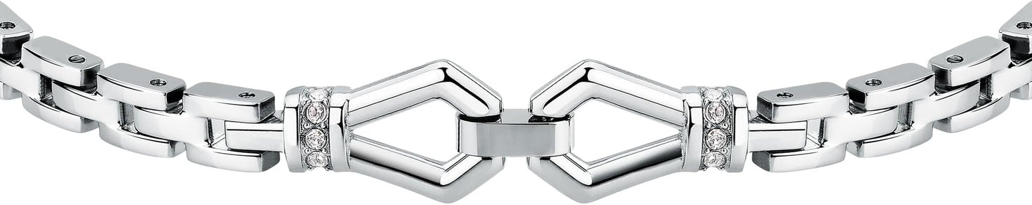 Bracciale Morellato Uomo Acciaio Collezione Motown Cristalli Bianchi _SALS89