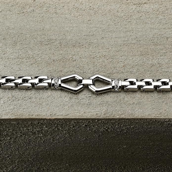 Bracciale Morellato Uomo Acciaio Collezione Motown Cristalli Bianchi _SALS89