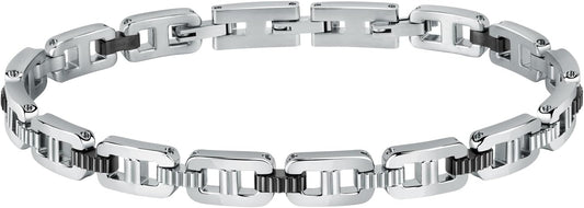 Bracciale Morellato Uomo Acciaio Maglia Nera E Silver _SALS60