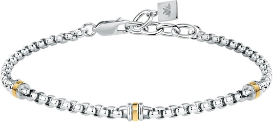 Bracciale Morellato Uomo Acciaio Silver Dettagli Oro 18 kt _SATM23