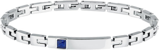 Bracciale Morellato Uomo Acciaio Silver Zircone Blu _SABH42