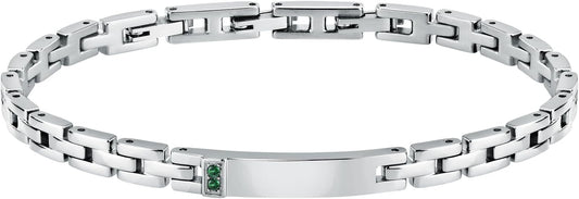 Bracciale Morellato Uomo Acciaio Silver Zircone Verde _SABH50