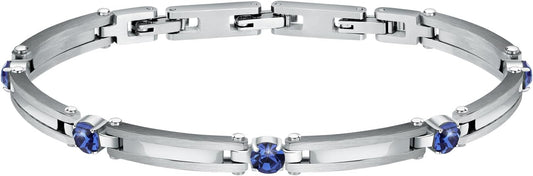 Bracciale Morellato Uomo Acciaio Silver Zirconi Blu Alternati _SABH24