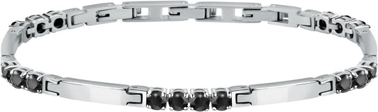 Bracciale Morellato Uomo Acciaio Silver Zirconi Neri _SAEV46