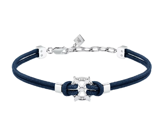 Bracciale Morellato Uomo centrale Timone Acciaio e Corda Blu _SAHB20