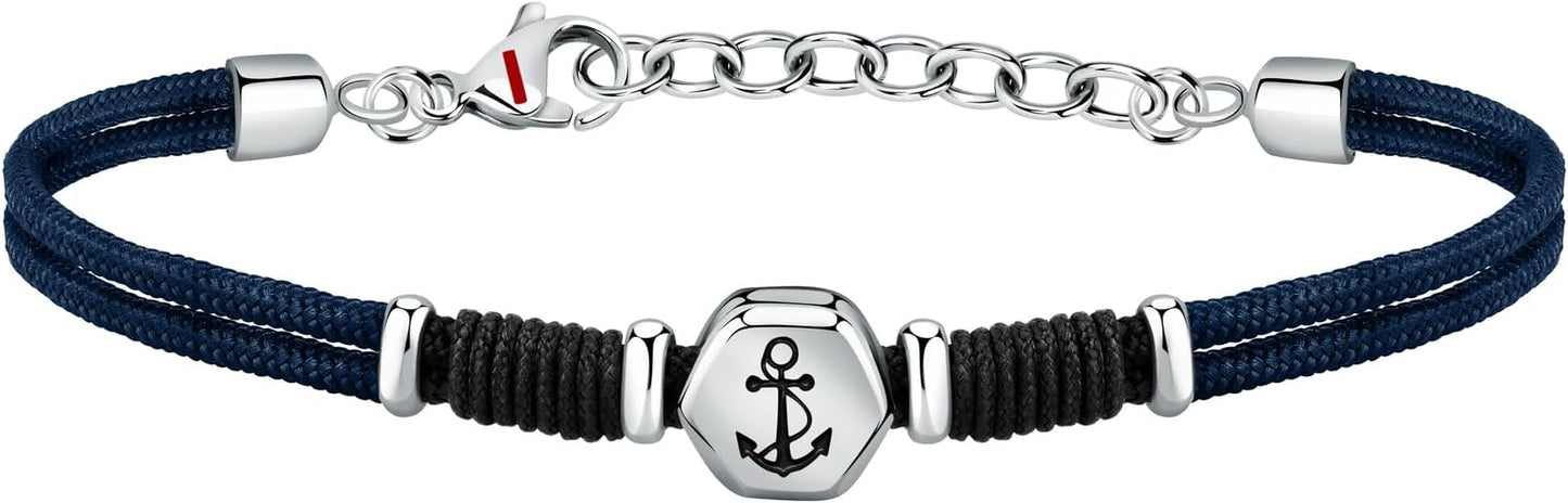Bracciale Sector No Limits Uomo Corda Blu Nero Centrale Acciaio Ancora _SAGJ33
