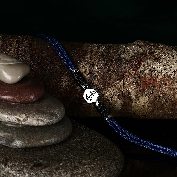 Bracciale Sector No Limits Uomo Corda Blu Nero Centrale Acciaio Ancora _SAGJ33