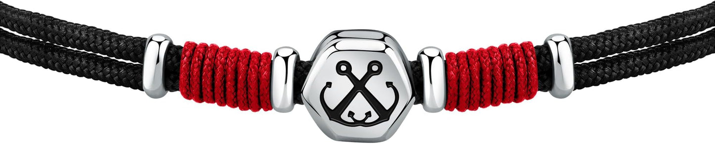 Sector No Limits Herrenarmband mit schwarzem und rotem Seil und zentralem Marinestahl _SAGJ32