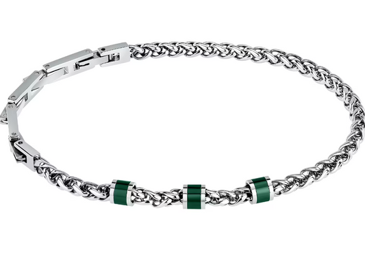 Bracciale Sector Uomo Acciaio Argentato Dettagli Verdi _SAVK11