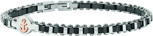 Bracciale Sector Uomo Acciaio Ceramica Nera Centrale Ancora Gold _SAFR09