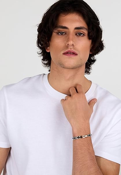 Bracciale Sector Uomo Acciaio Silver e Rose Gold Ceramica Nera Diamonds _SAFR47