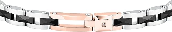 Bracciale Sector Uomo Acciaio Silver e Rose Gold Ceramica Nera Diamonds _SAFR47