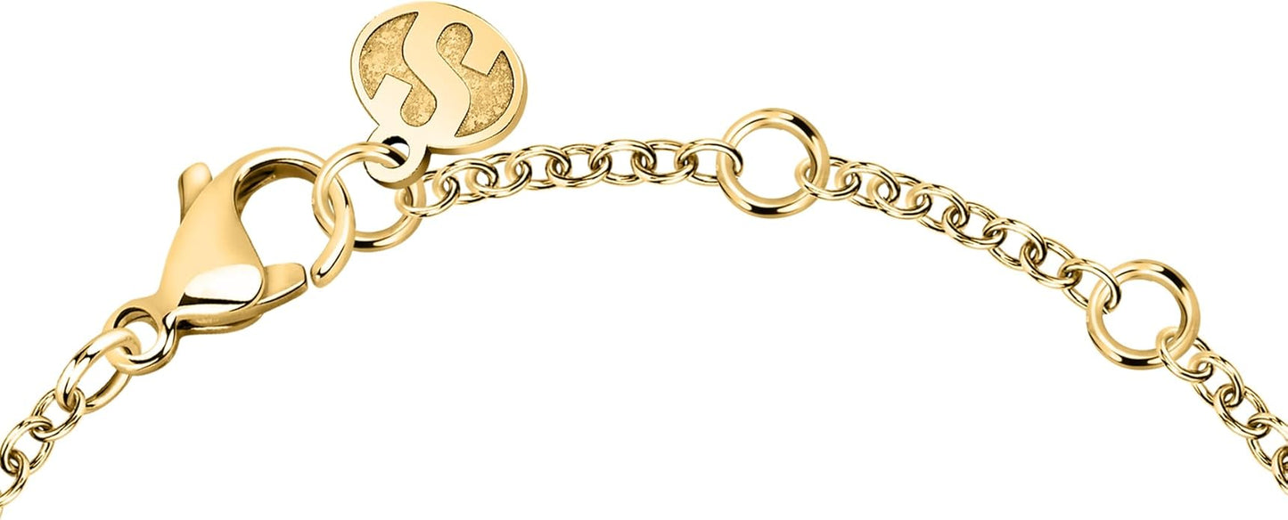Superga x Morellato Damenarmband aus Gold, Stahl, weißen Silikonperlen und Kristall _SAXR03