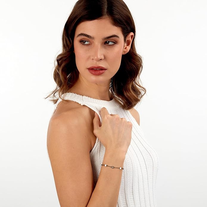 Superga x Morellato Damenarmband aus Gold, Stahl, weißen Silikonperlen und Kristall _SAXR03