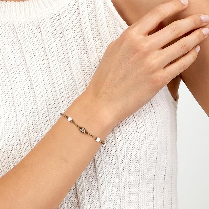 Superga x Morellato Damenarmband aus Gold, Stahl, weißen Silikonperlen und Kristall _SAXR03