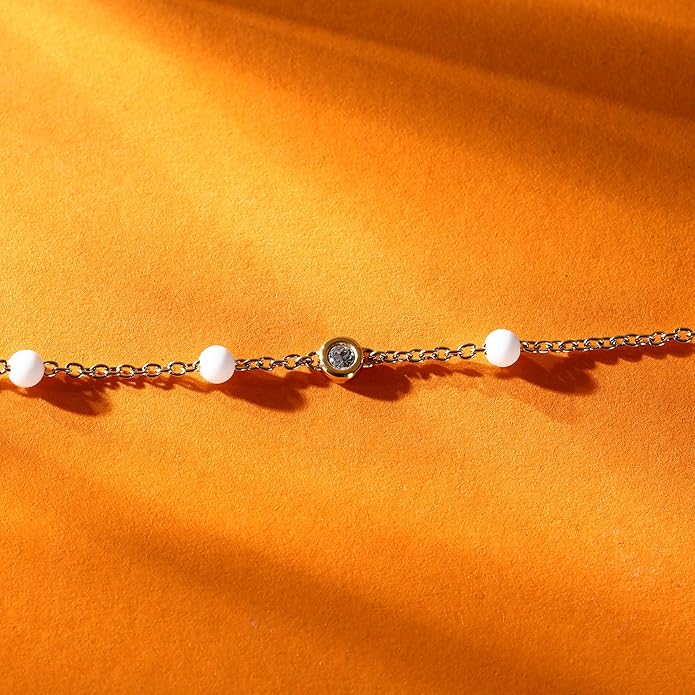 Superga x Morellato Damenarmband aus Gold, Stahl, weißen Silikonperlen und Kristall _SAXR03