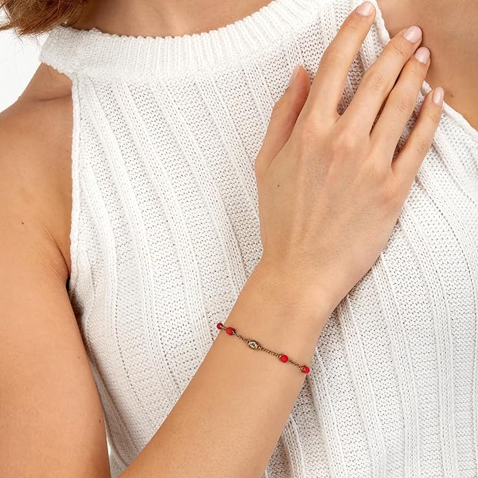 Superga x Morellato Damenarmband aus Gold, Stahl, fuchsiafarbenen Silikonperlen und Kristallen _SAXR01