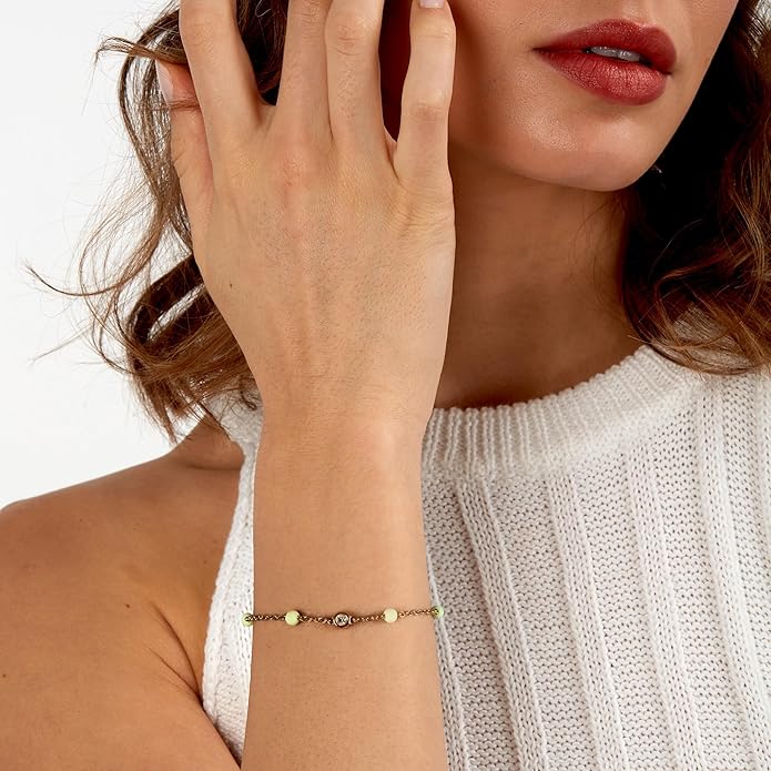Bracciale Superga x Morellato Donna Acciaio Oro Perline Silicone Verde Mela E Cristalli Bianchi _SAXR04
