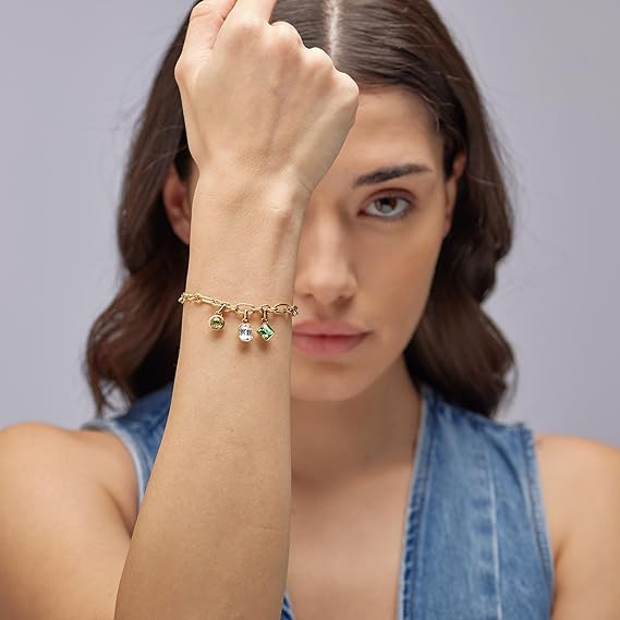Brosway Bracciale Donna Acciaio Dorato pendenti Cristalli Bianco e Verde _BYM196