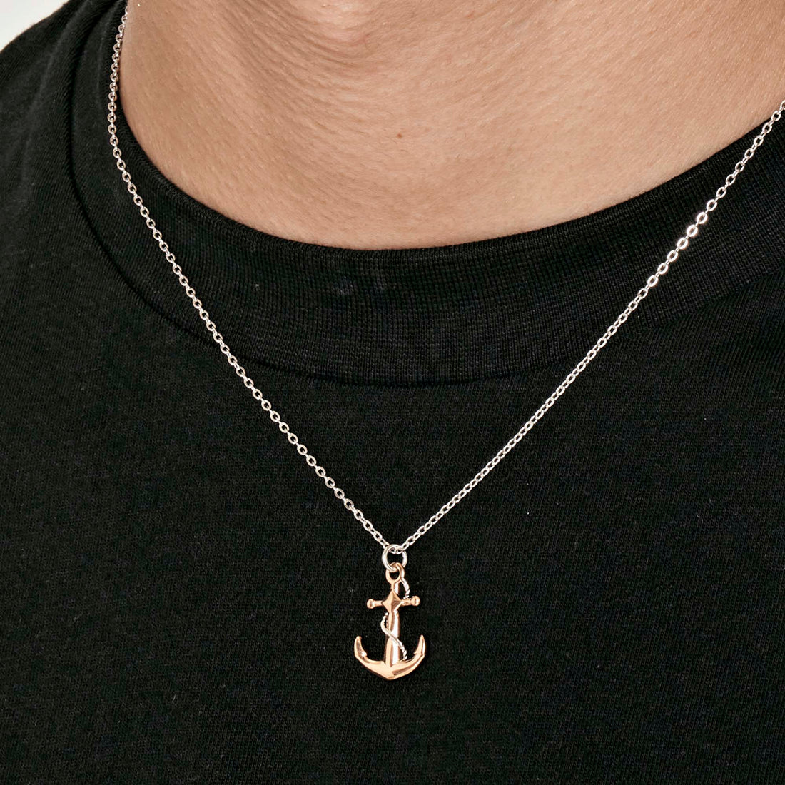 Collana Luca Barra Uomo Acciaio Pendente Ancora Rosa Gold _CA437