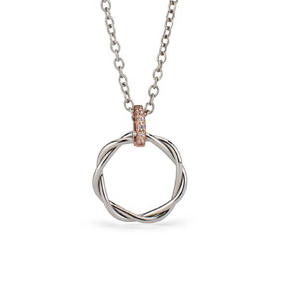 Collana Boccadamo Donna Bronzo Argento Pendente Cerchio Pavè di Zirconi _XGR698