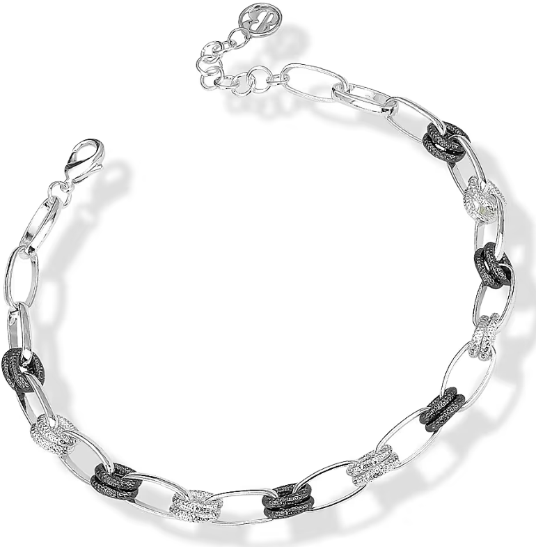 Collana Boccadamo Donna Bronzo Col. Argento Nero Catena Doppia _XGR595